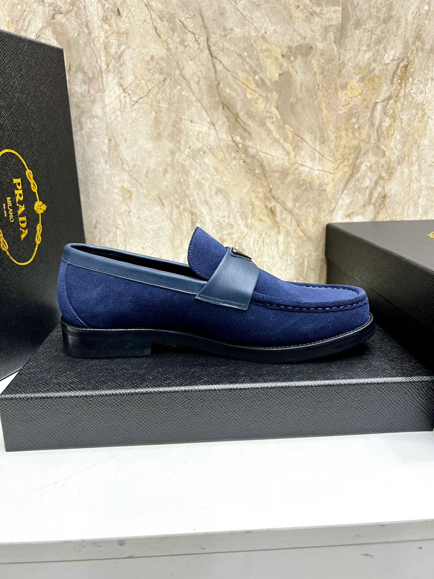 PRADA~ Size: 38-44 (customized 45/46 P: 💰880 P's original official website new high-end men's leather shoes, top-quality original replicas, made of imported open edge beads/calf leather, calf leather breathable lining, original leather outsole!